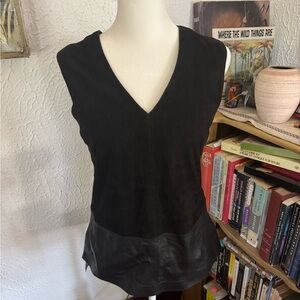 Vince leather suede silk lined top